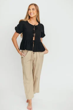 Discount Worth Collective Mylie Tie Top Woven in Black