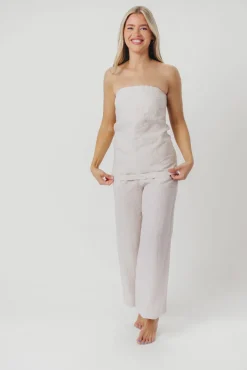 Outlet Worth Collective Myrna Linen Top in Khaki