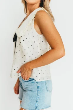 Discount Worth Collective Nelly Polka Dot Blouse in Cream/Black
