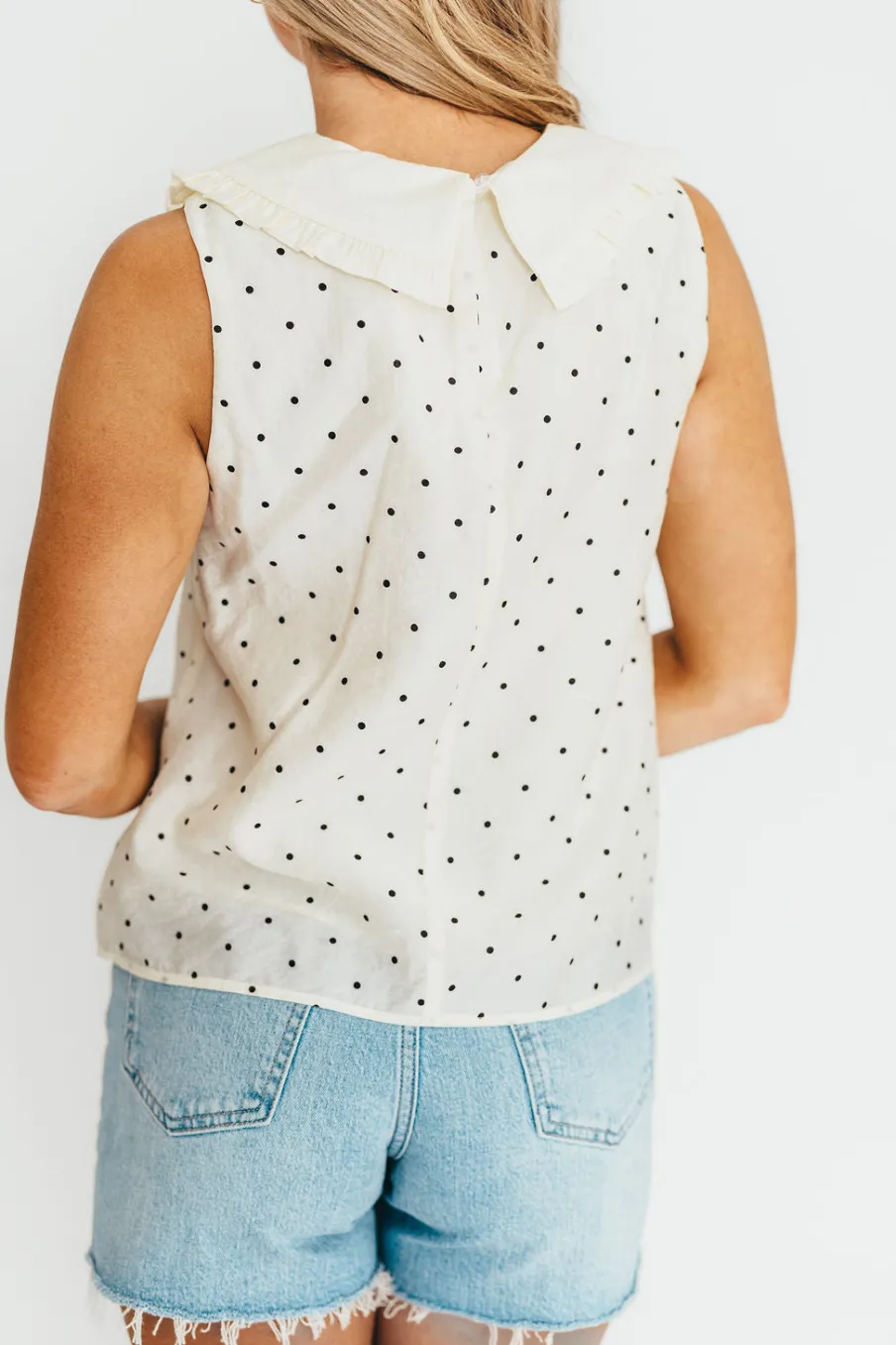 Discount Worth Collective Nelly Polka Dot Blouse in Cream/Black