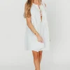 Sale Worth Collective Nessa Tie Mini Dress Woven in Off White 100% Linen