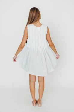 Sale Worth Collective Nessa Tie Mini Dress Woven in Off White 100% Linen