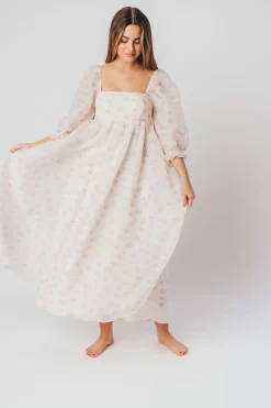 New Worth Collective *New* Mona Maxi Dress with Smocking in Blush Floral - Bump Friendly &