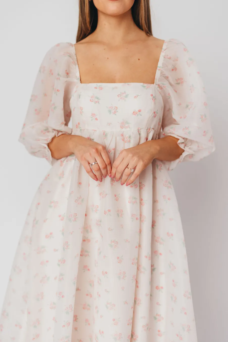 New Worth Collective *New* Mona Maxi Dress with Smocking in Blush Floral - Bump Friendly &
