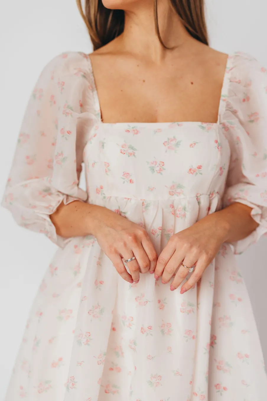New Worth Collective *New* Mona Maxi Dress with Smocking in Blush Floral - Bump Friendly &