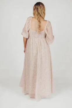 Online Worth Collective *New* Mona Maxi Dress with Smocking in Beige Floral - Bump Friendly &