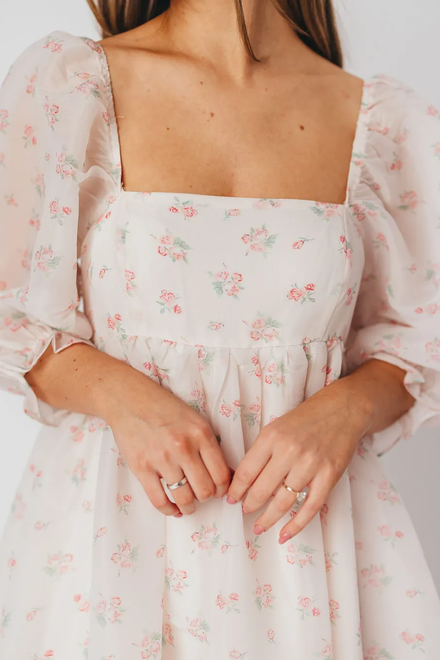 New Worth Collective *New* Mona Maxi Dress with Smocking in Blush Floral - Bump Friendly &