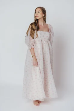 New Worth Collective *New* Mona Maxi Dress with Smocking in Blush Floral - Bump Friendly &