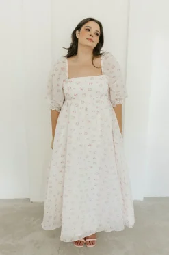 New Worth Collective *New* Mona Maxi Dress with Smocking in Blush Floral - Bump Friendly &