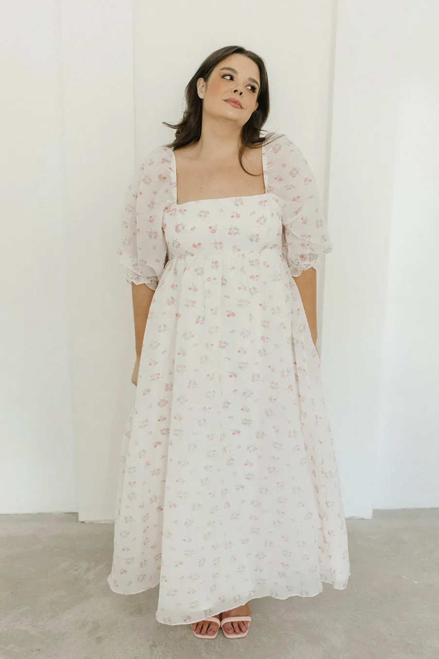 New Worth Collective *New* Mona Maxi Dress with Smocking in Blush Floral - Bump Friendly &
