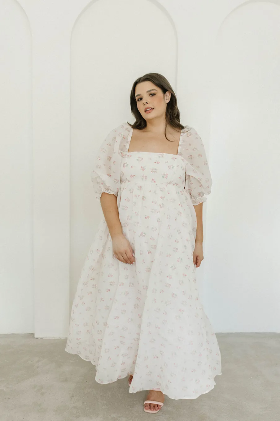 New Worth Collective *New* Mona Maxi Dress with Smocking in Blush Floral - Bump Friendly &