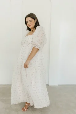 New Worth Collective *New* Mona Maxi Dress with Smocking in Blush Floral - Bump Friendly &