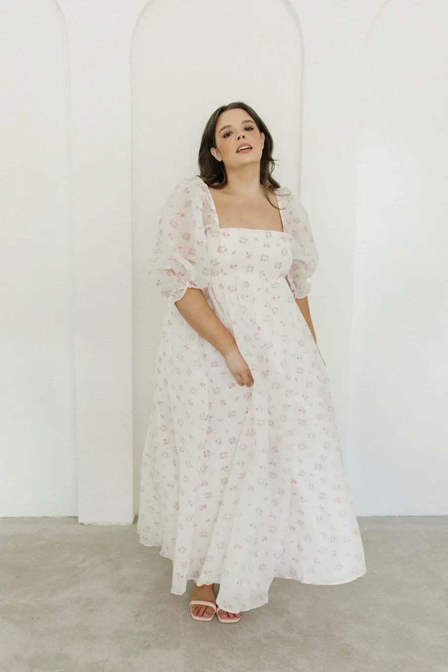 New Worth Collective *New* Mona Maxi Dress with Smocking in Blush Floral - Bump Friendly &