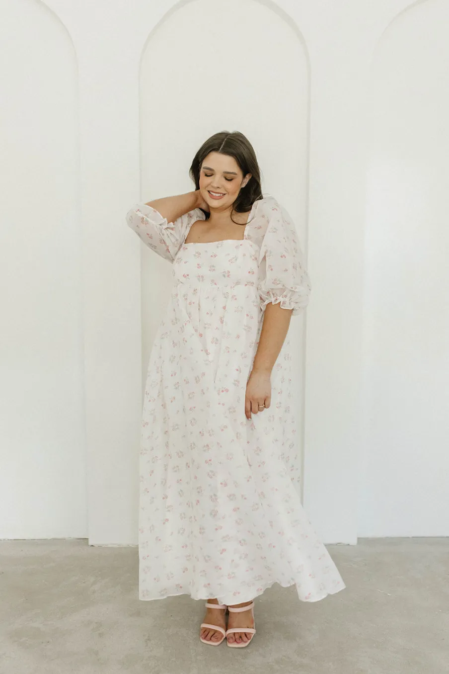 New Worth Collective *New* Mona Maxi Dress with Smocking in Blush Floral - Bump Friendly &
