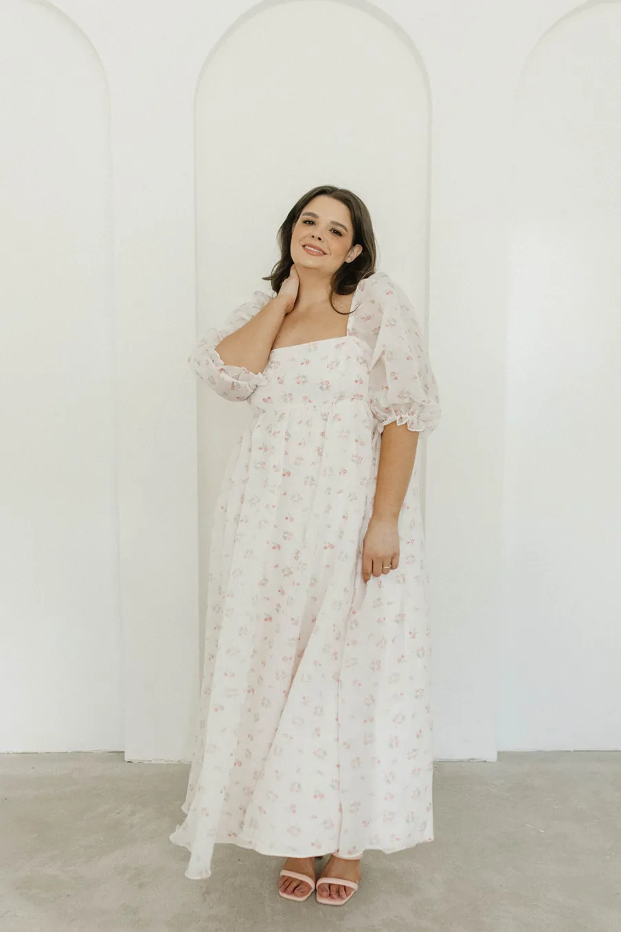 New Worth Collective *New* Mona Maxi Dress with Smocking in Blush Floral - Bump Friendly &