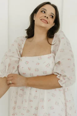 New Worth Collective *New* Mona Maxi Dress with Smocking in Blush Floral - Bump Friendly &