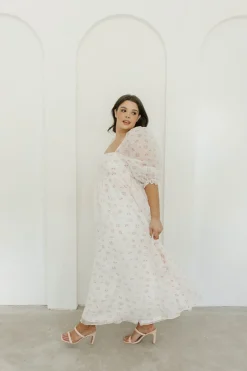 New Worth Collective *New* Mona Maxi Dress with Smocking in Blush Floral - Bump Friendly &