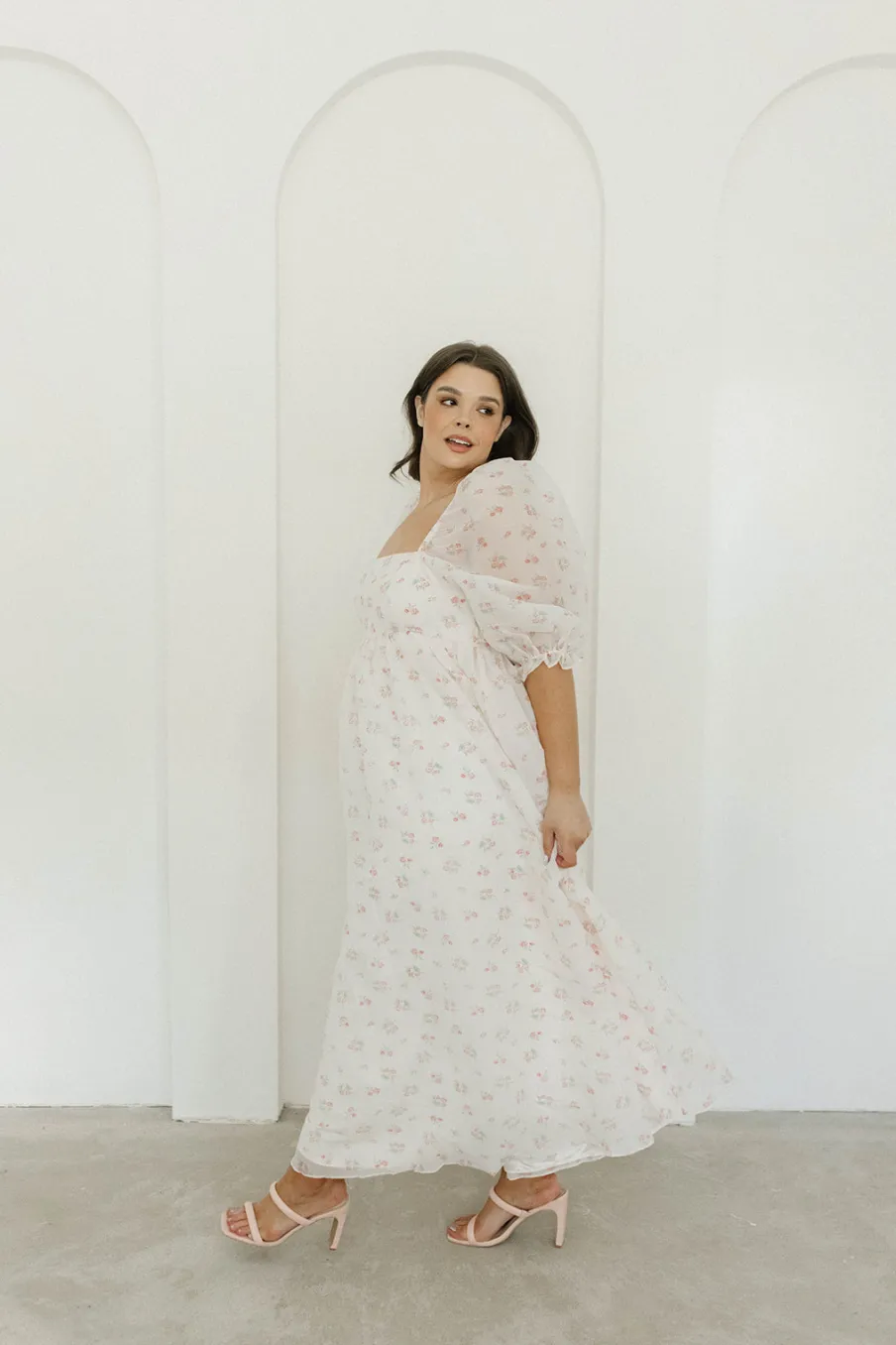 New Worth Collective *New* Mona Maxi Dress with Smocking in Blush Floral - Bump Friendly &