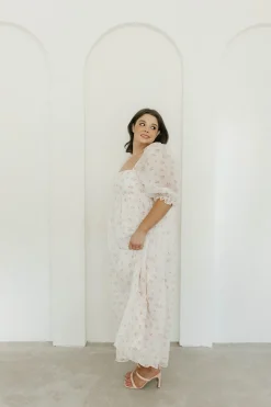 New Worth Collective *New* Mona Maxi Dress with Smocking in Blush Floral - Bump Friendly &