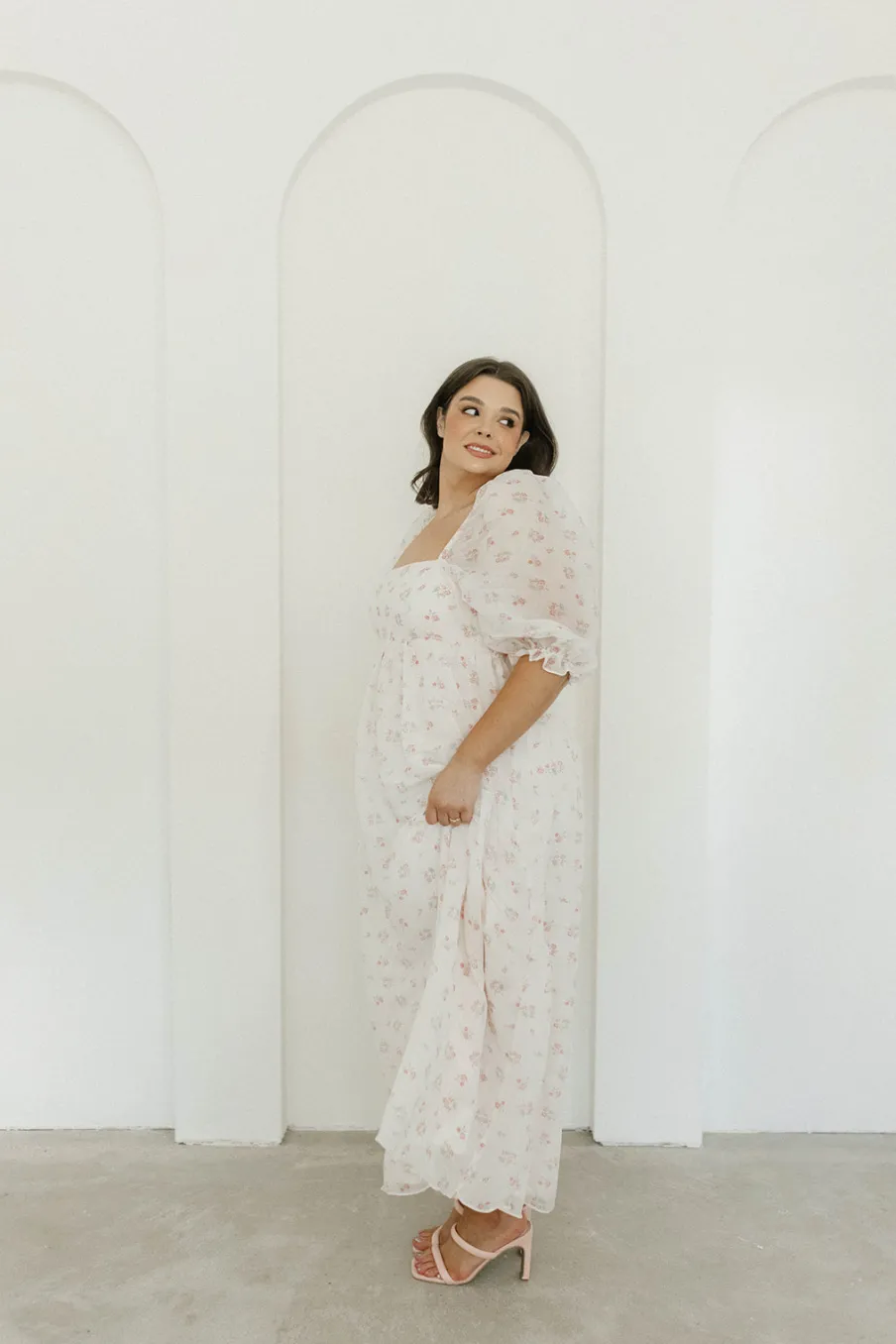 New Worth Collective *New* Mona Maxi Dress with Smocking in Blush Floral - Bump Friendly &