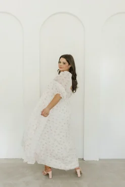 New Worth Collective *New* Mona Maxi Dress with Smocking in Blush Floral - Bump Friendly &