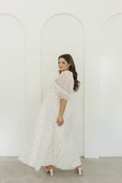 New Worth Collective *New* Mona Maxi Dress with Smocking in Blush Floral - Bump Friendly &