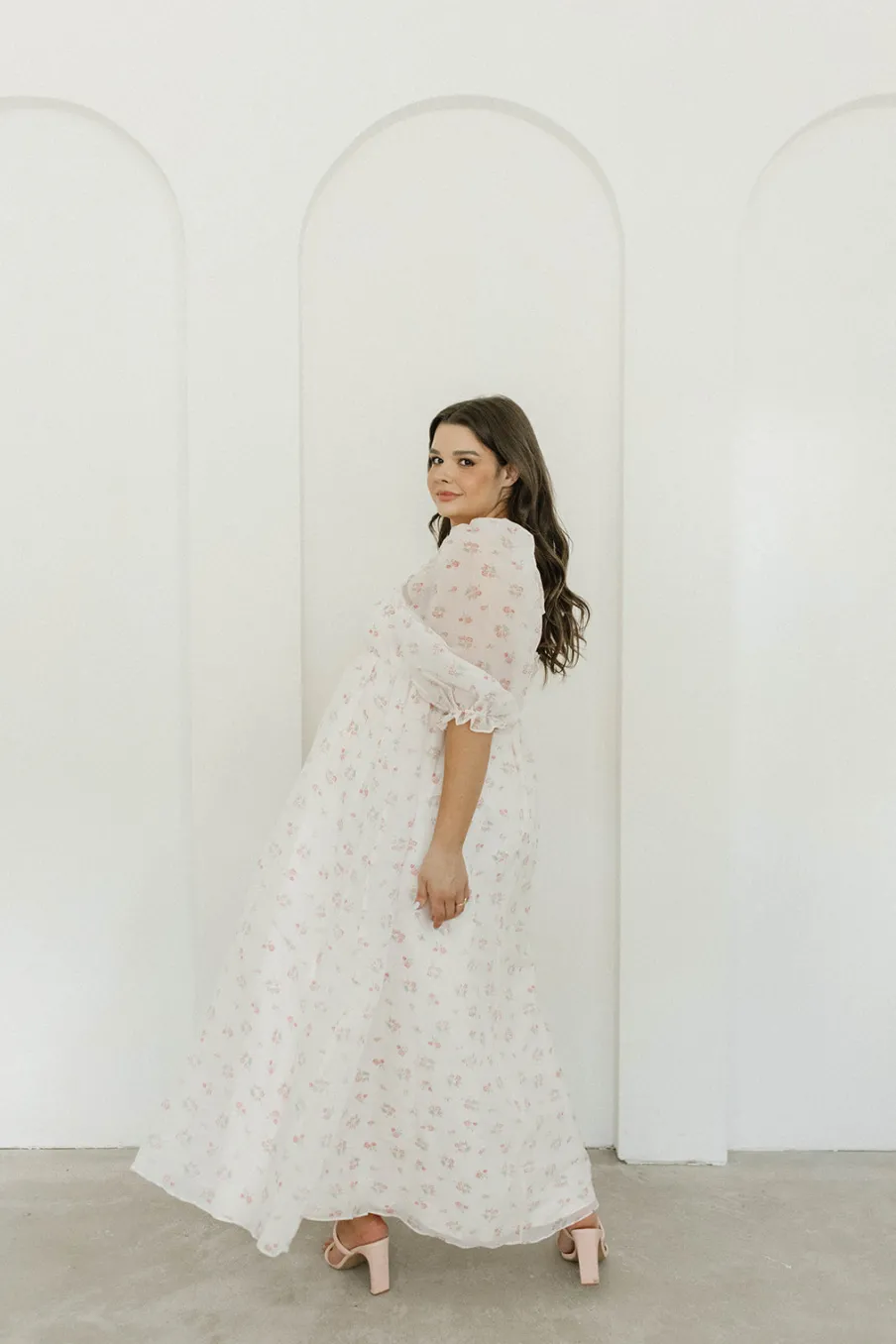 New Worth Collective *New* Mona Maxi Dress with Smocking in Blush Floral - Bump Friendly &