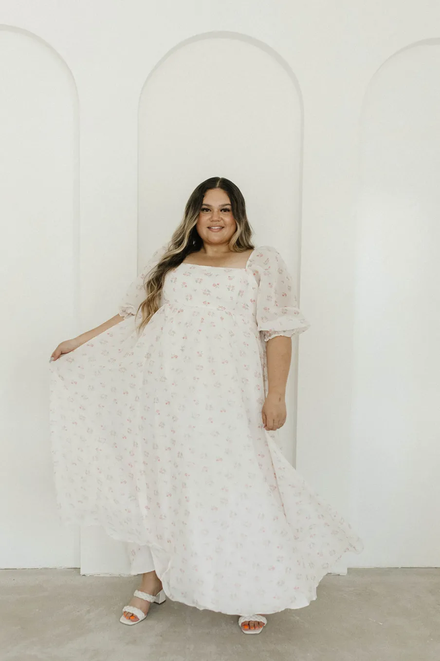 New Worth Collective *New* Mona Maxi Dress with Smocking in Blush Floral - Bump Friendly &