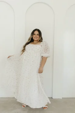 New Worth Collective *New* Mona Maxi Dress with Smocking in Blush Floral - Bump Friendly &