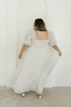 New Worth Collective *New* Mona Maxi Dress with Smocking in Blush Floral - Bump Friendly &