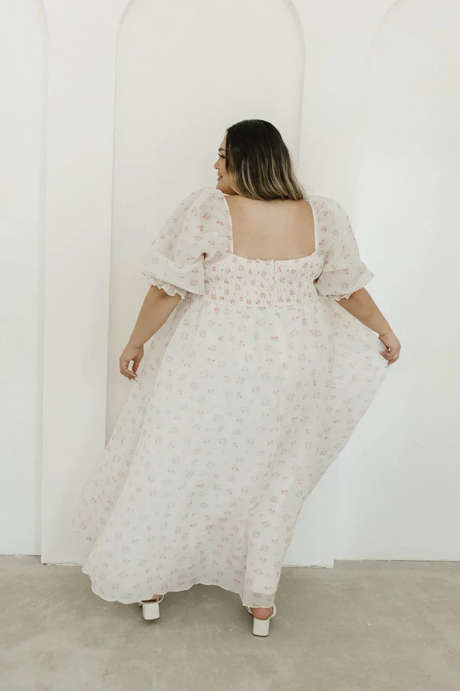New Worth Collective *New* Mona Maxi Dress with Smocking in Blush Floral - Bump Friendly &