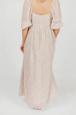 Online Worth Collective *New* Mona Maxi Dress with Smocking in Beige Floral - Bump Friendly &
