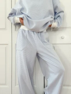 Hot Worth Collective Nixon Mini Striped Sweatpants in Blue and White