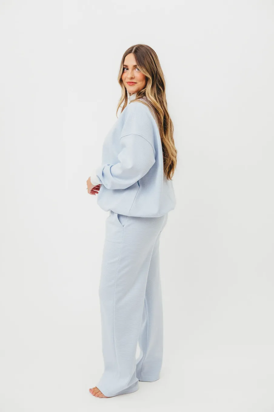 Hot Worth Collective Nixon Mini Striped Sweatpants in Blue and White