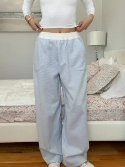 Hot Worth Collective Nixon Mini Striped Sweatpants in Blue and White