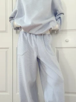 Hot Worth Collective Nixon Mini Striped Sweatpants in Blue and White