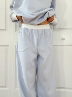 Hot Worth Collective Nixon Mini Striped Sweatpants in Blue and White
