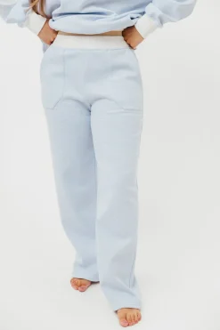 Hot Worth Collective Nixon Mini Striped Sweatpants in Blue and White