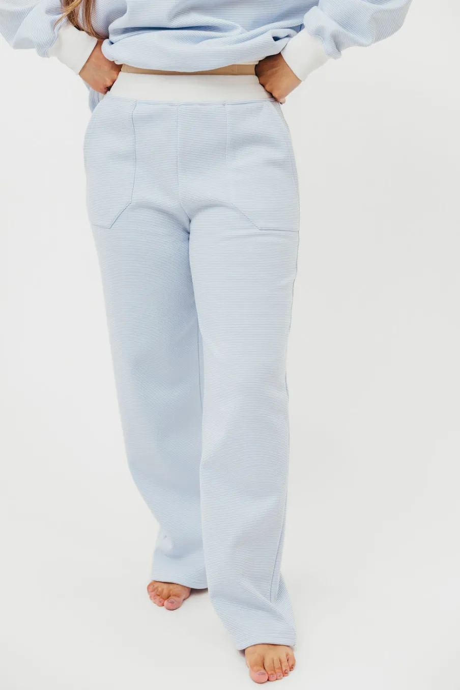 Hot Worth Collective Nixon Mini Striped Sweatpants in Blue and White
