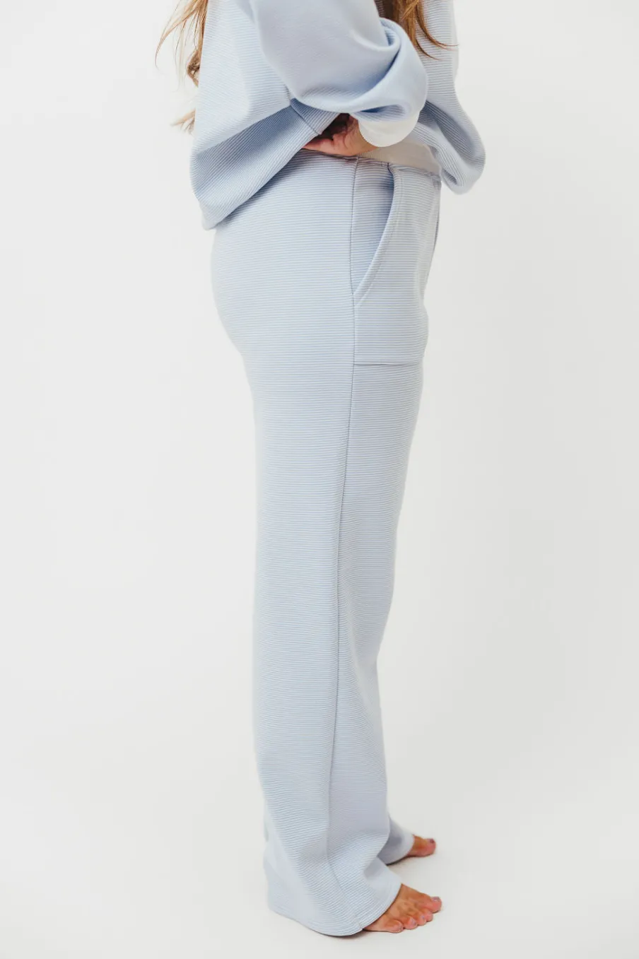 Hot Worth Collective Nixon Mini Striped Sweatpants in Blue and White