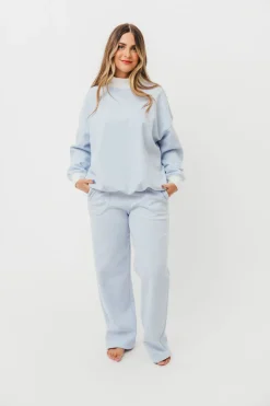 Hot Worth Collective Nixon Mini Striped Sweatpants in Blue and White