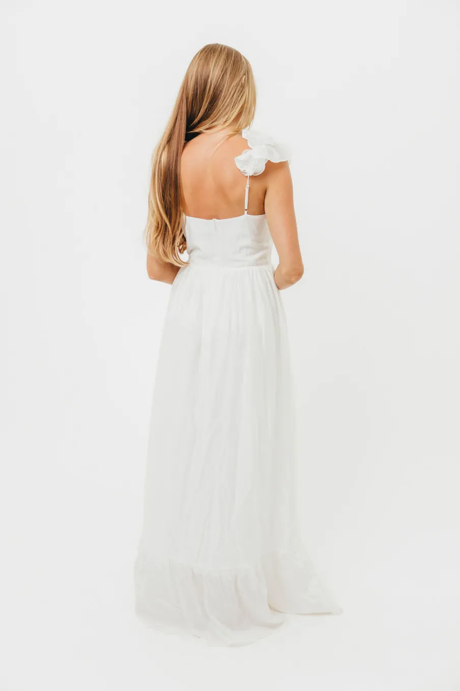 Fashion Worth Collective Noelle High Slit Maxi Dress in White