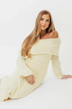 Outlet Worth Collective Nora Knit Maxi Dress in Butter Yellow- Bump Friendly