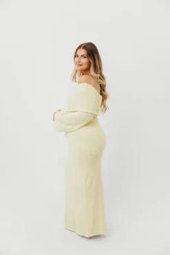 Outlet Worth Collective Nora Knit Maxi Dress in Butter Yellow- Bump Friendly