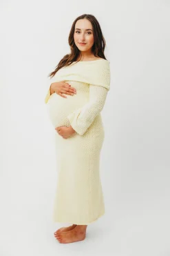 Outlet Worth Collective Nora Knit Maxi Dress in Butter Yellow- Bump Friendly