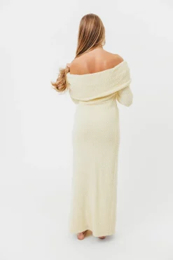 Outlet Worth Collective Nora Knit Maxi Dress in Butter Yellow- Bump Friendly