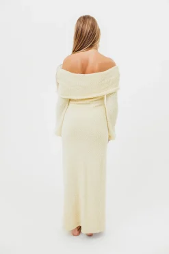 Outlet Worth Collective Nora Knit Maxi Dress in Butter Yellow- Bump Friendly