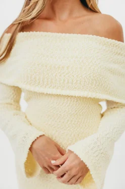 Outlet Worth Collective Nora Knit Maxi Dress in Butter Yellow- Bump Friendly