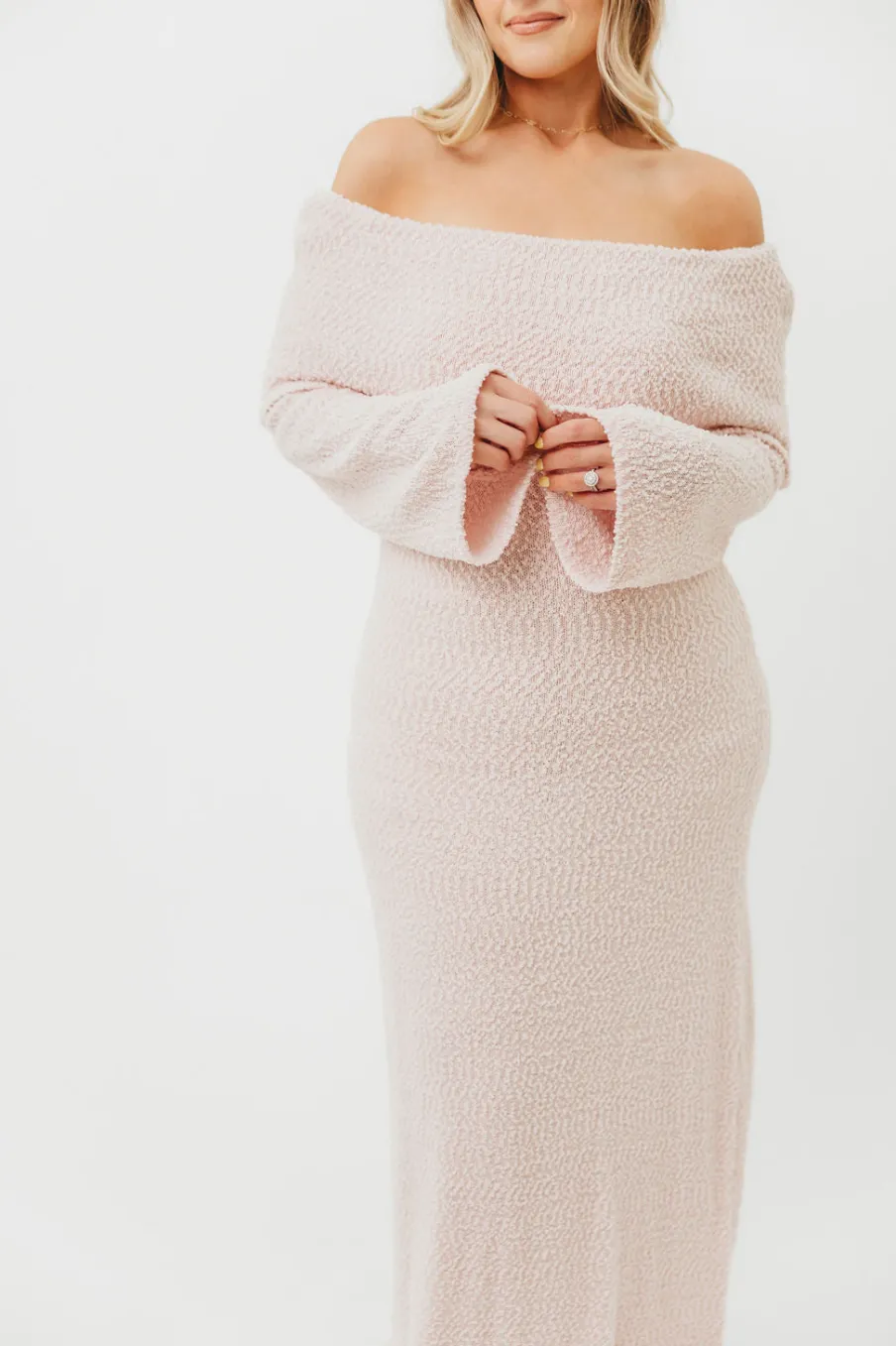 Fashion Worth Collective Nora Knit Maxi Dress in Dusty Pink- Bump Friendly