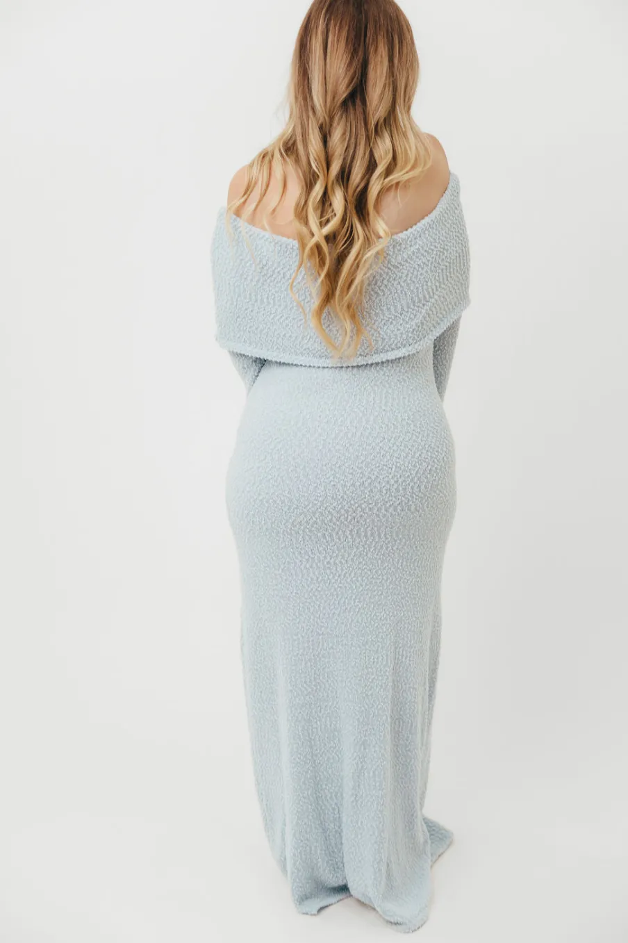 Sale Worth Collective Nora Knit Maxi Dress in Dusty Blue- Bump Friendly
